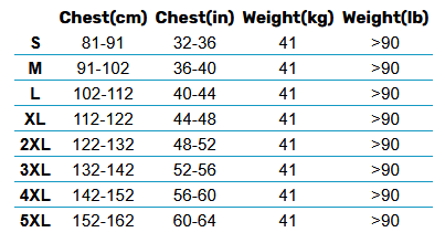 2025 Hyperlite Mens Vests 0 Size Chart